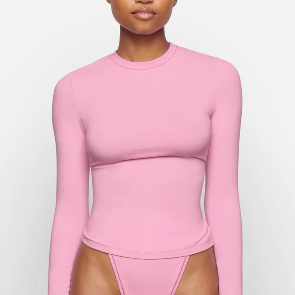 NWT Skims bubblegum cotton jersey long sleeve